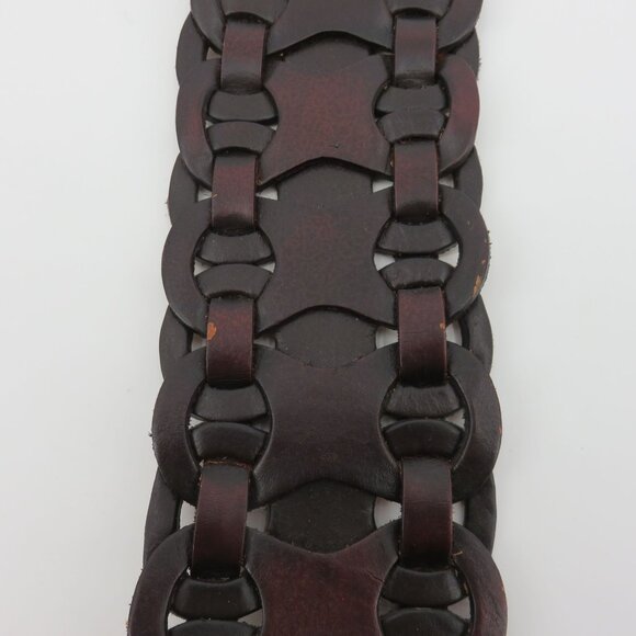 Mossimo Supply Co Women XL Extra Large Brown Leather Woven Wide Belt 2010 NEW - Picture 3 of 10
